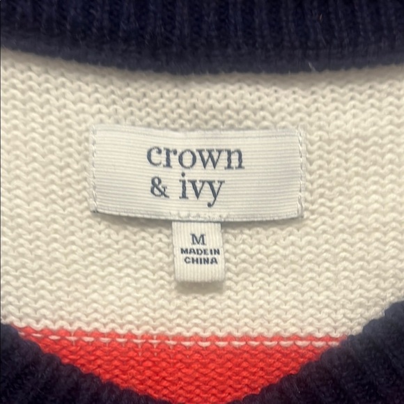 Crown & Ivy Pink, Blue & White Multicolor Striped Long Sweater - Medium - Picture 2 of 6